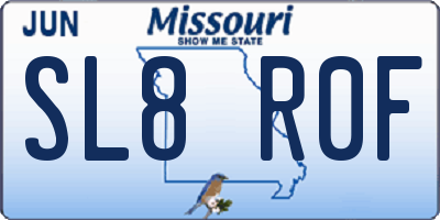 MO license plate SL8R0F