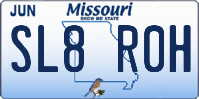 MO license plate SL8R0H