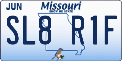 MO license plate SL8R1F