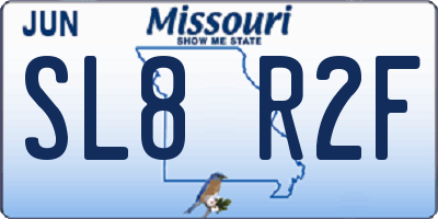 MO license plate SL8R2F