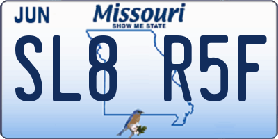 MO license plate SL8R5F