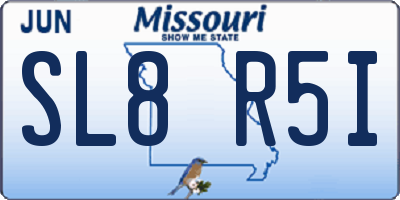 MO license plate SL8R5I