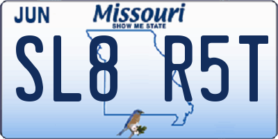 MO license plate SL8R5T