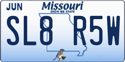 MO license plate SL8R5W