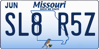 MO license plate SL8R5Z