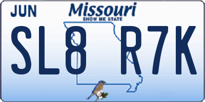 MO license plate SL8R7K