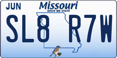 MO license plate SL8R7W