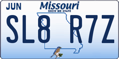 MO license plate SL8R7Z