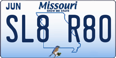 MO license plate SL8R8O