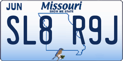 MO license plate SL8R9J