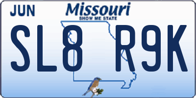 MO license plate SL8R9K