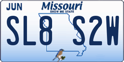 MO license plate SL8S2W