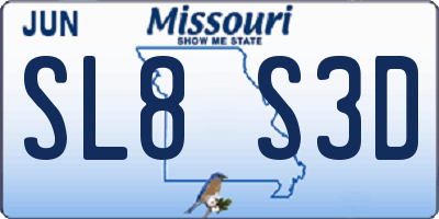 MO license plate SL8S3D