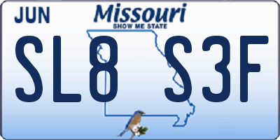 MO license plate SL8S3F