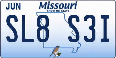 MO license plate SL8S3I