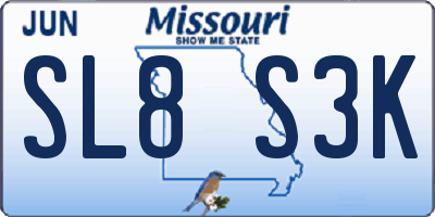 MO license plate SL8S3K
