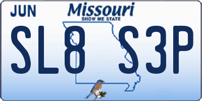 MO license plate SL8S3P