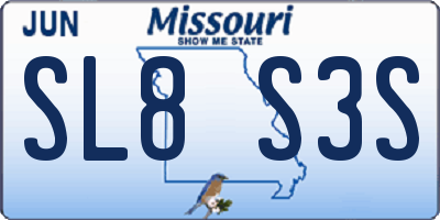 MO license plate SL8S3S