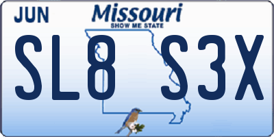 MO license plate SL8S3X