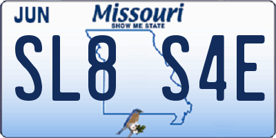 MO license plate SL8S4E