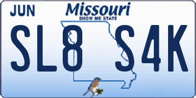 MO license plate SL8S4K