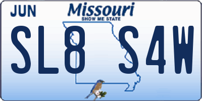 MO license plate SL8S4W