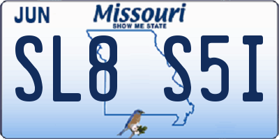 MO license plate SL8S5I