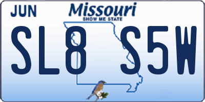 MO license plate SL8S5W
