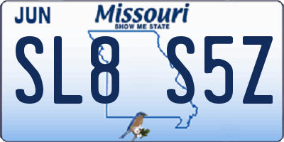 MO license plate SL8S5Z