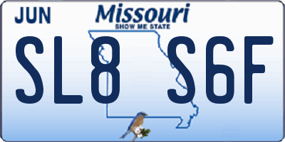 MO license plate SL8S6F