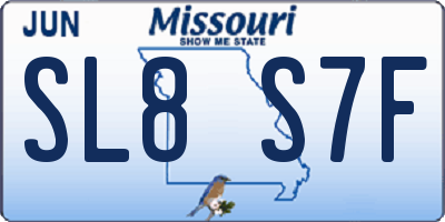 MO license plate SL8S7F