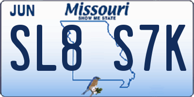 MO license plate SL8S7K