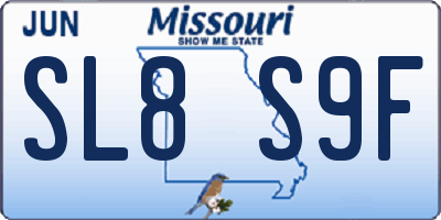 MO license plate SL8S9F