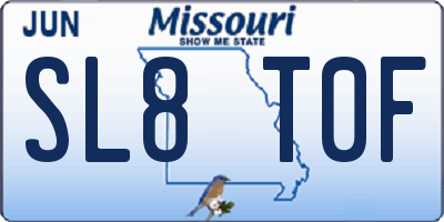 MO license plate SL8T0F