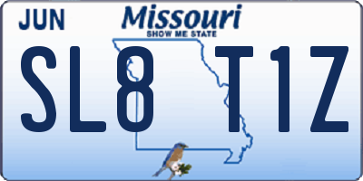 MO license plate SL8T1Z