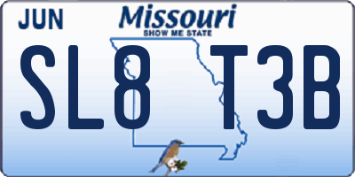 MO license plate SL8T3B