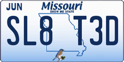 MO license plate SL8T3D