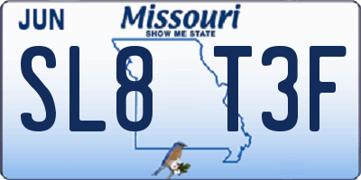 MO license plate SL8T3F
