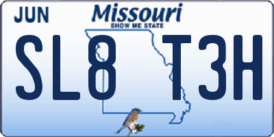 MO license plate SL8T3H