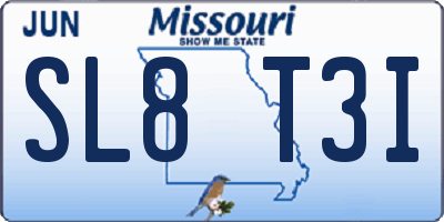 MO license plate SL8T3I