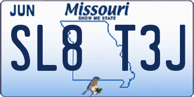 MO license plate SL8T3J