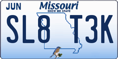 MO license plate SL8T3K