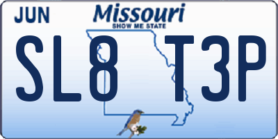 MO license plate SL8T3P