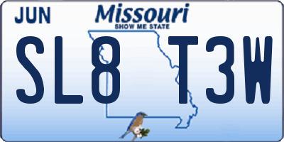 MO license plate SL8T3W