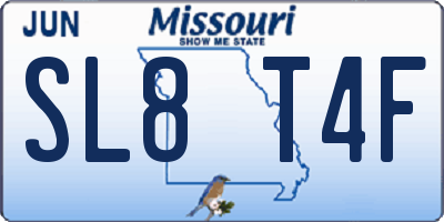 MO license plate SL8T4F