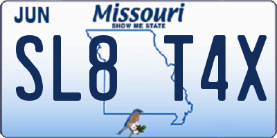 MO license plate SL8T4X