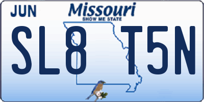 MO license plate SL8T5N