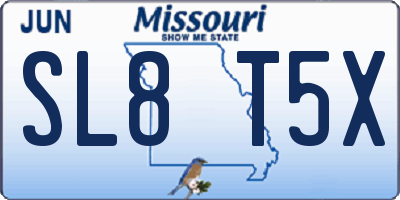 MO license plate SL8T5X