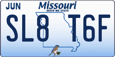 MO license plate SL8T6F