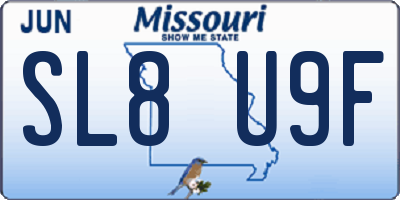 MO license plate SL8U9F